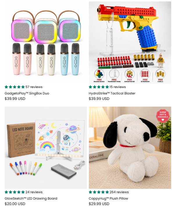 Gadget To Play Shopify Store Interface